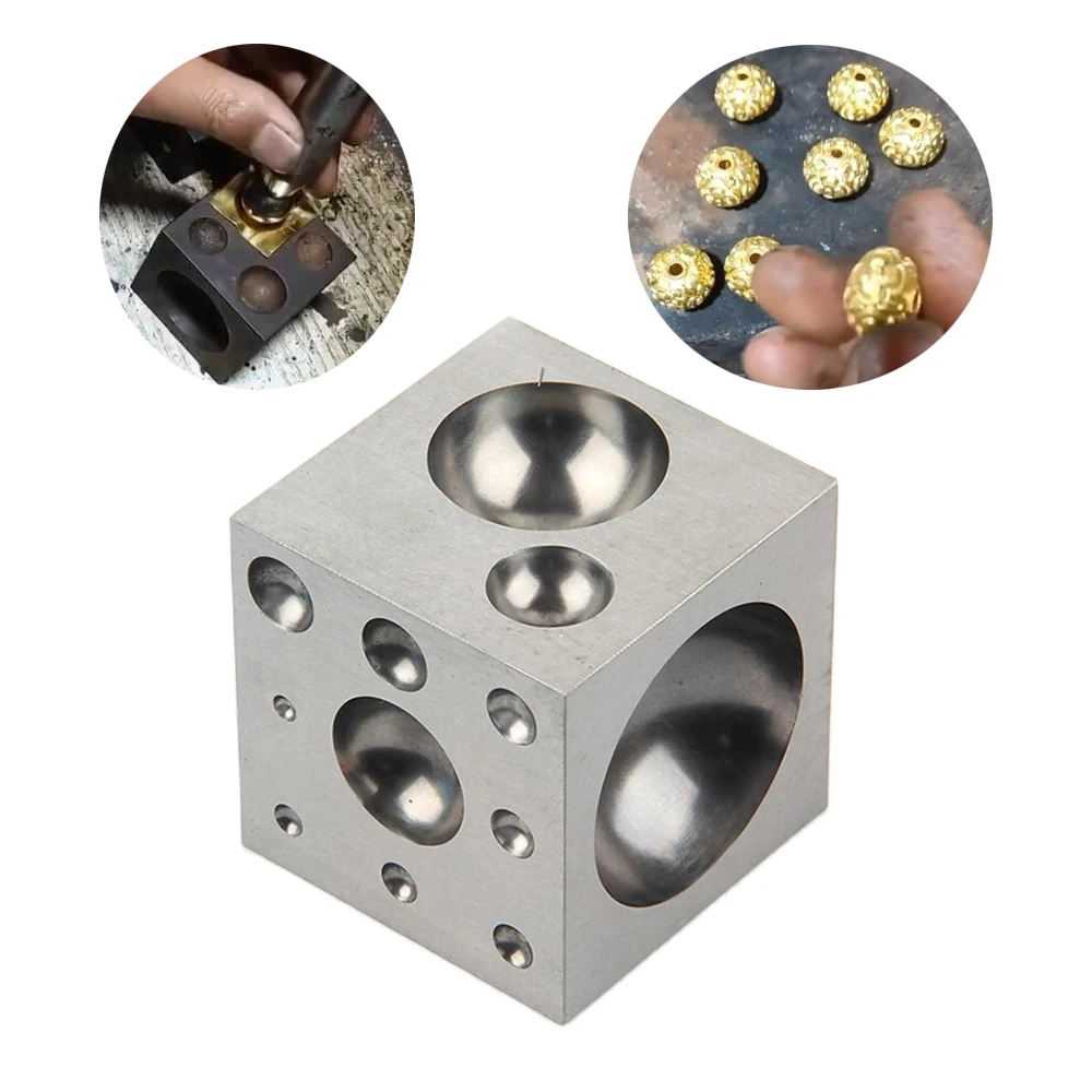 Square Dapping Block with 18 Round Cavities Metal Forming Shaping Punching Tool Jewelry Tools