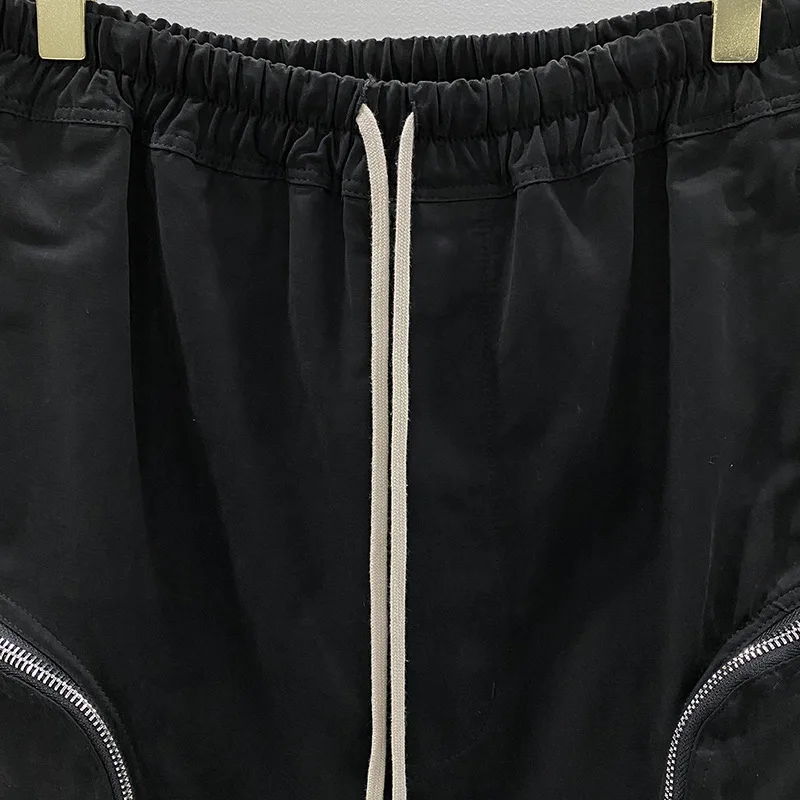 Fashion Men's Casual Shorts Cotton Pants for Man Zipper Design Men Trousers Black Solid Men's Clothing 3