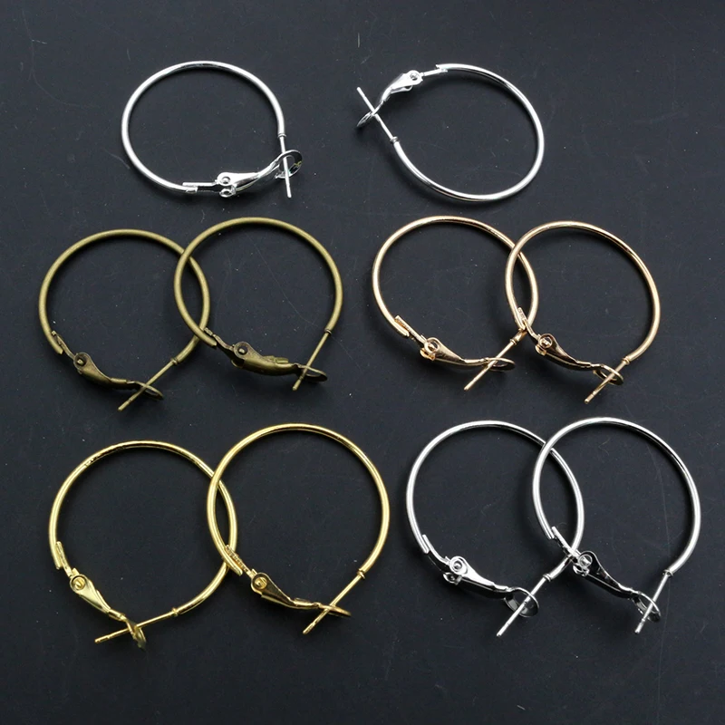 20 teile/los 15mm 20mm 25mm 30mm 5 farben Überzogene Kreis Runde Hoop Große Ohrringe DIY Frauen schmuck Machen