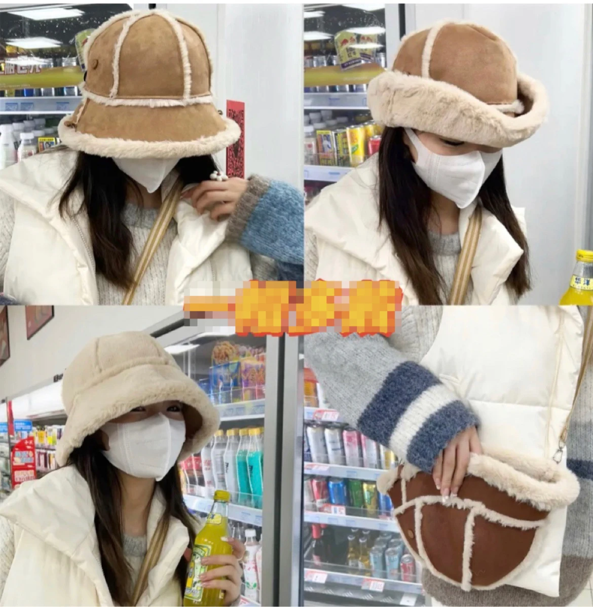 

Шапка-Панама женская из искусственного меха, двусторонняя флисовая шапка из овечьей шерсти, шапка рыбака, Осень-зима