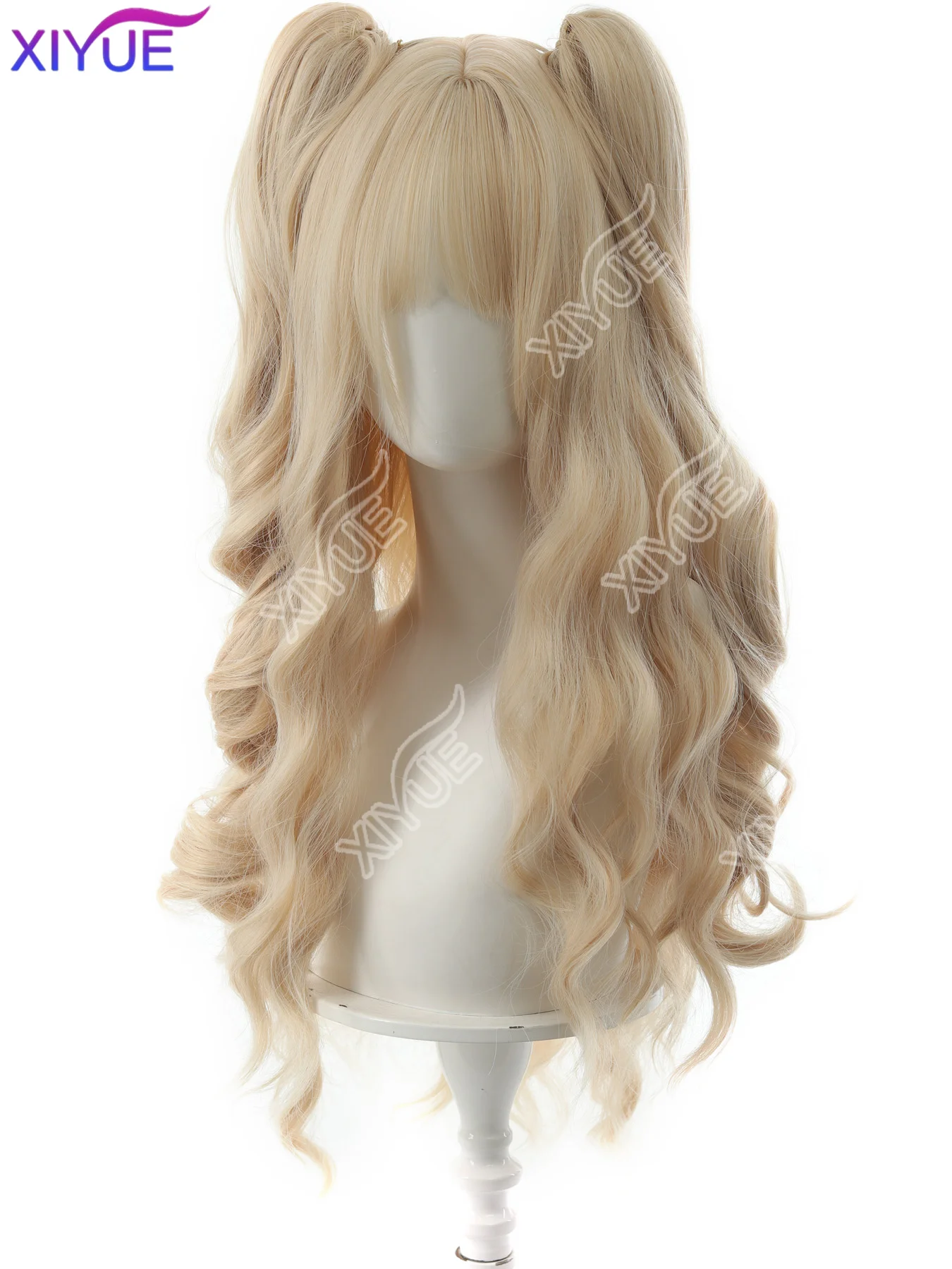XIYUE Synthetic Princess Cut Double ponytail Lolita Wig with Bangs Girl Ombre Blonde brown Cosplay Halloween Harajuku wig