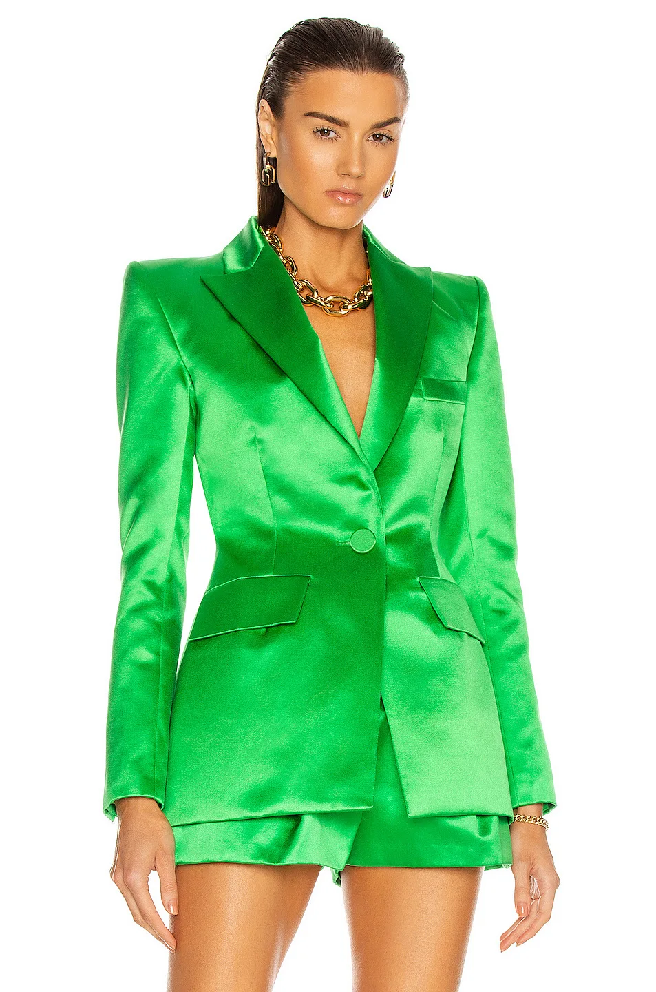 Green Summer Satin Wholesale Custom Made Office Jacket Women's Suits 2piece  Blazer Short Pants Ladies Wedding Party Wear Clothes - Skirt Suits -  AliExpress