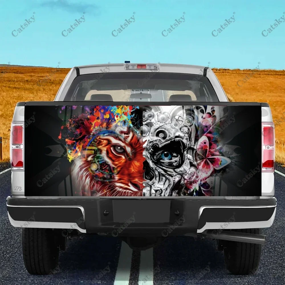 

Наклейки на автомобиль с цветами и черепами, украшение для заднего вида грузовика, картина, наклейки для модификации автомобиля, аксессуары для автомобиля, искусственные драгоценности