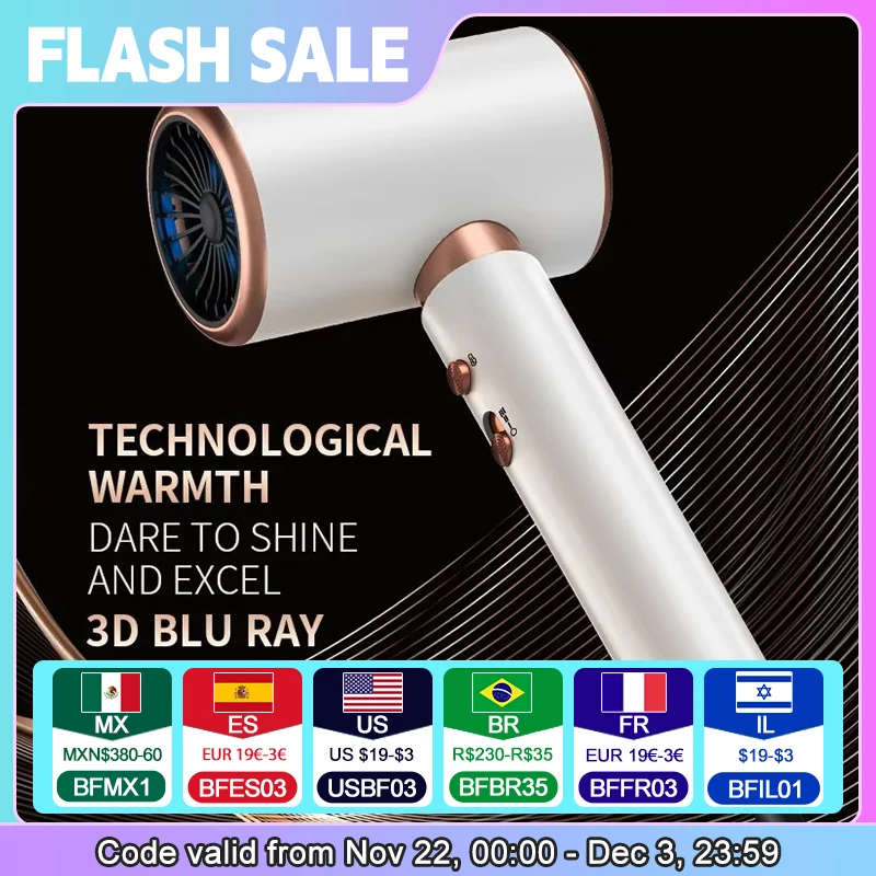 Hair Dryer, High-Speed Electric Turbine Airflow, Low Noise, Constant Temperature And Quick Drying, Suitable For Home Salons. 2