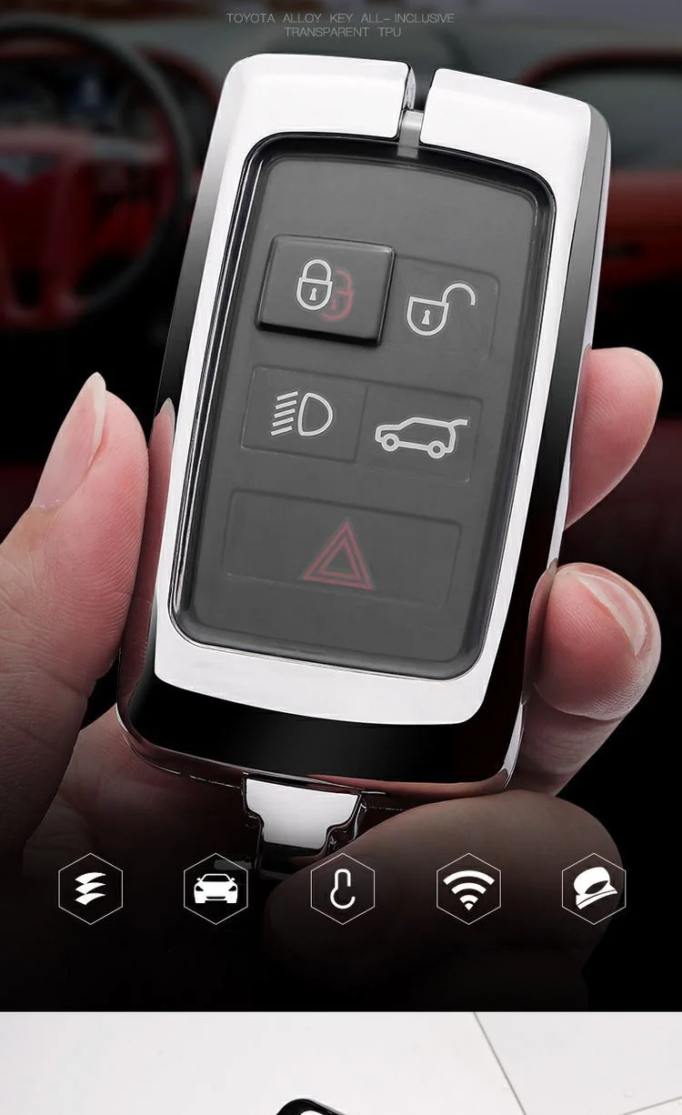 Metallo Car Key Caso Della Copertura Per Land Rover A9 Range Rover Sport 4Evoque Freelander 2 Discovery per Jaguar XE XJ XJL XF C-X16 Chitarra - Sf5c7cc4b6a354a5c8041a3aace69d79ap