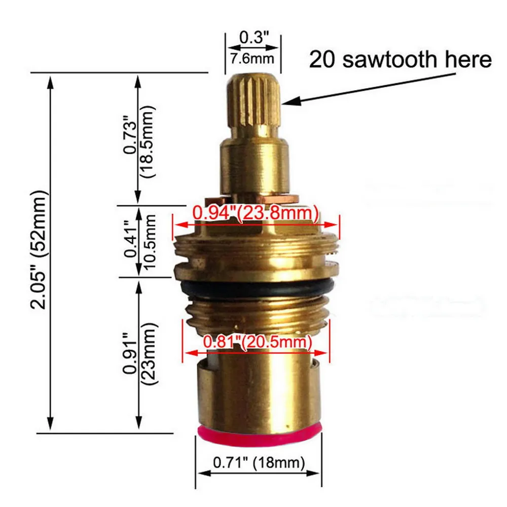 18mm Brass Replacement Ceramic Disc Tap Valves Cartridges innards Kitchen Bathroom Faucet Accessory (Hot Clockwise) tba501-2
