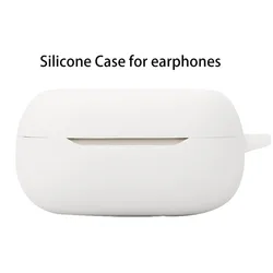 Solid Color Silicone Protective Cover for Earbuds - Soft, Shockproof, and Stylish (White)