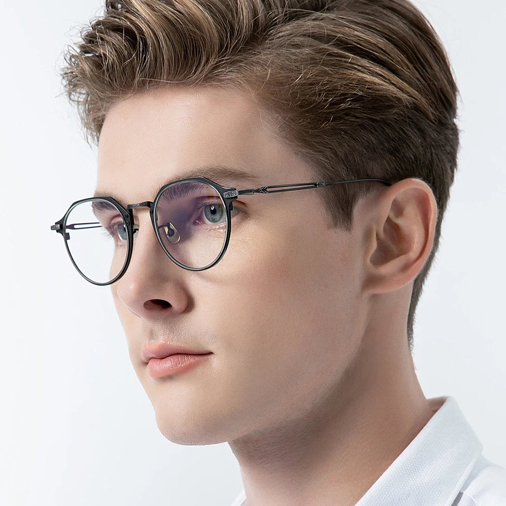 FONEX-Titanium Glasses Frame para homens e mulheres, design simples, óculos quadrados retro, óculos, E-061, Novo, 2023