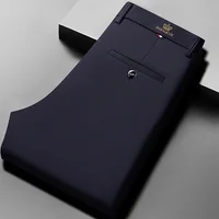 Plus Size 29-42 Mens Summer Thin Business Casual Suit Pants Long Dress Pants Men Elastic Straight Trousers Formal Pants