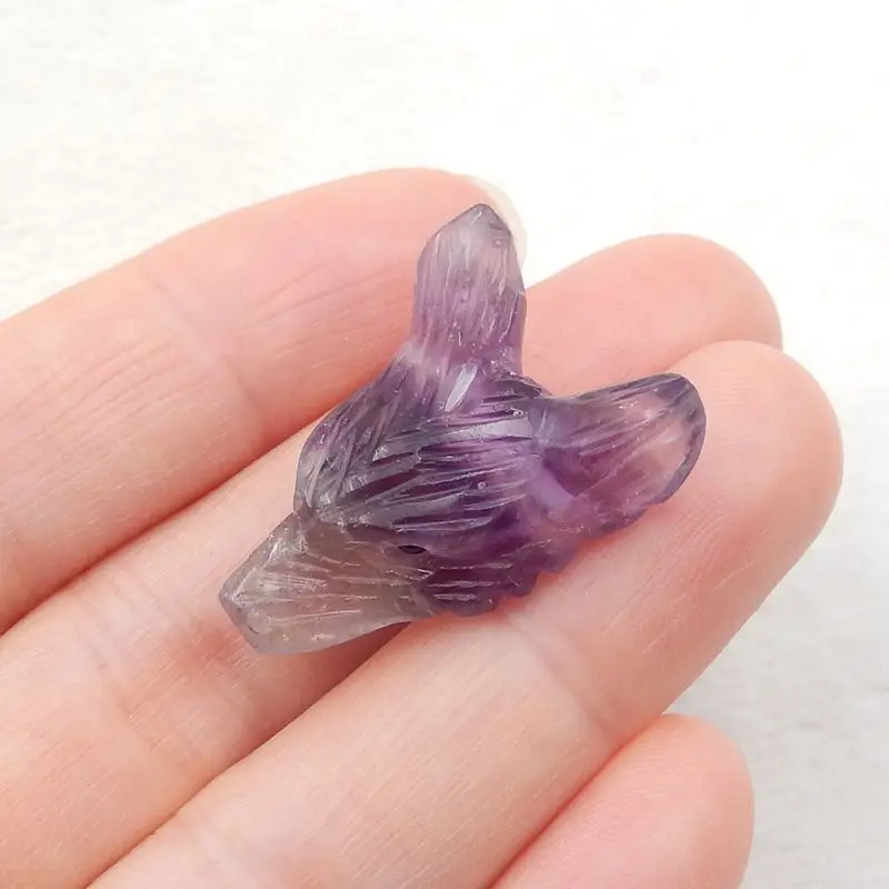 Carved Wolf Head Natural Stone Rainbow Fluorite Animal Necklace Pendant Bead,27x18x11mm 6g Fashion Jewelry Accessories