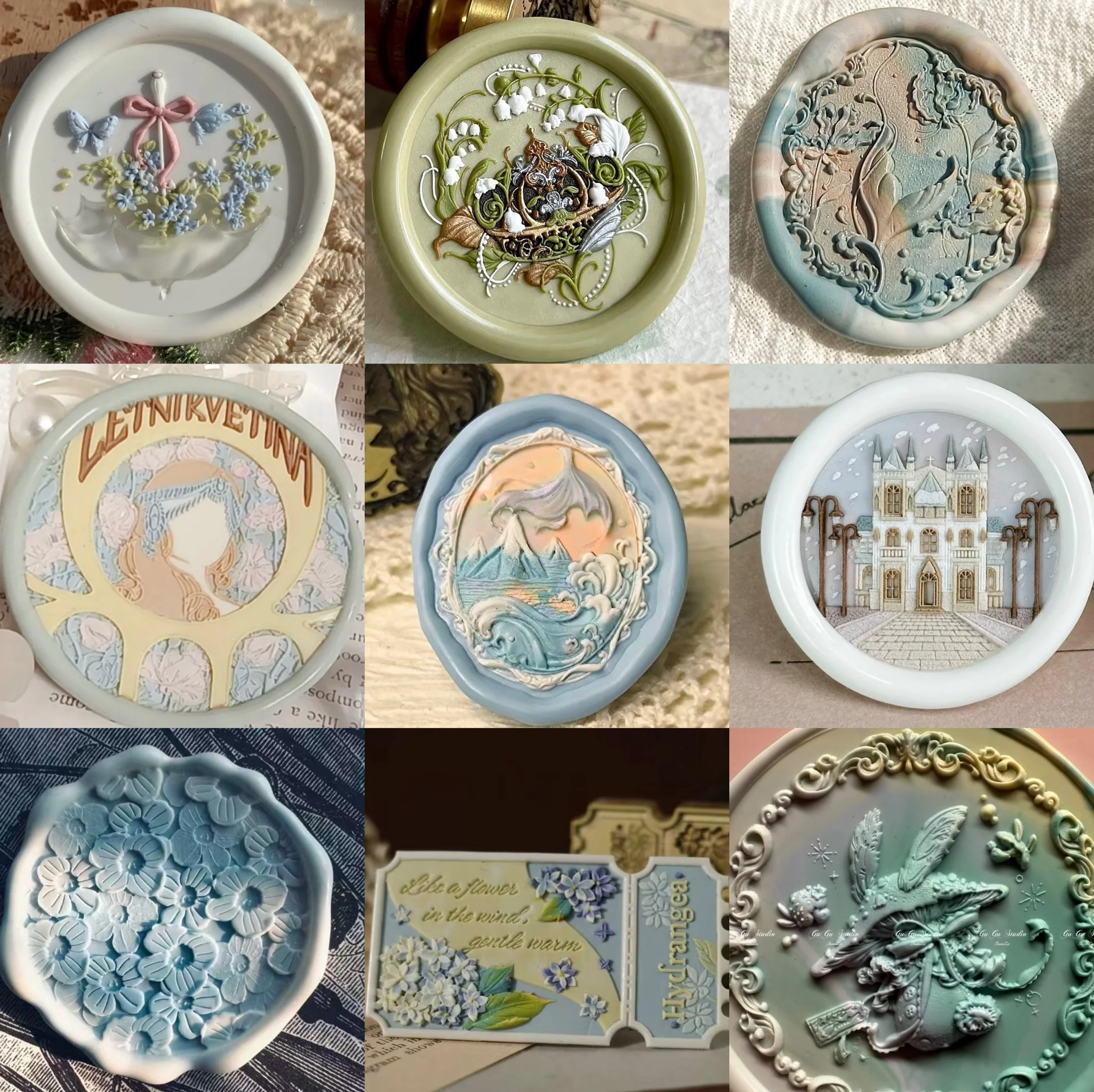 Angel Series Multi-layer Relief Copper Head Tea Olive Flower Witch Magic Small Receipt Stamp Head Fire Seal Stamp