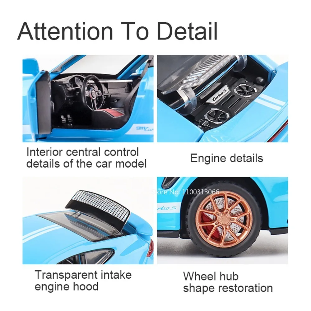 1:32 911 Turbo S Alloy Car Toy Model Metal Body Diecasts Super Sport Car with Pull Back Function Vehicle Toys for Children Gifts 4
