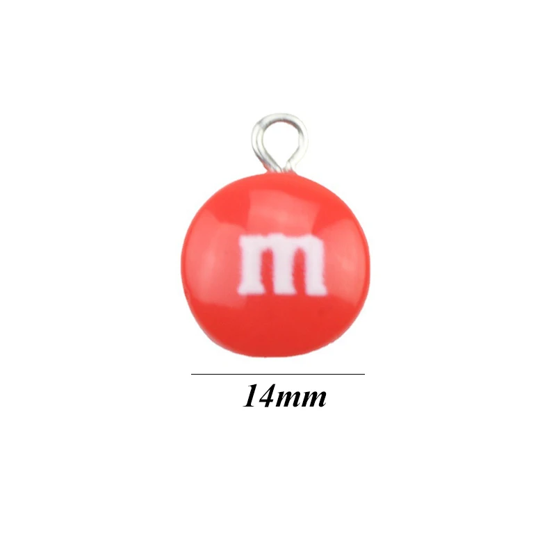 10pcs 14mm Letter Candy Beans Food Earring Pendants Accessories Resin Flatback Diy Crafts Necklace Keychains Charms Jewelry Make