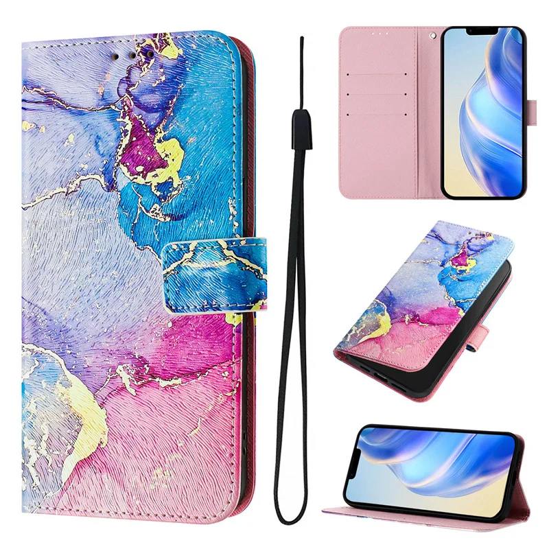 Elegant Marble Design Leather Wallet Flip Cover Case