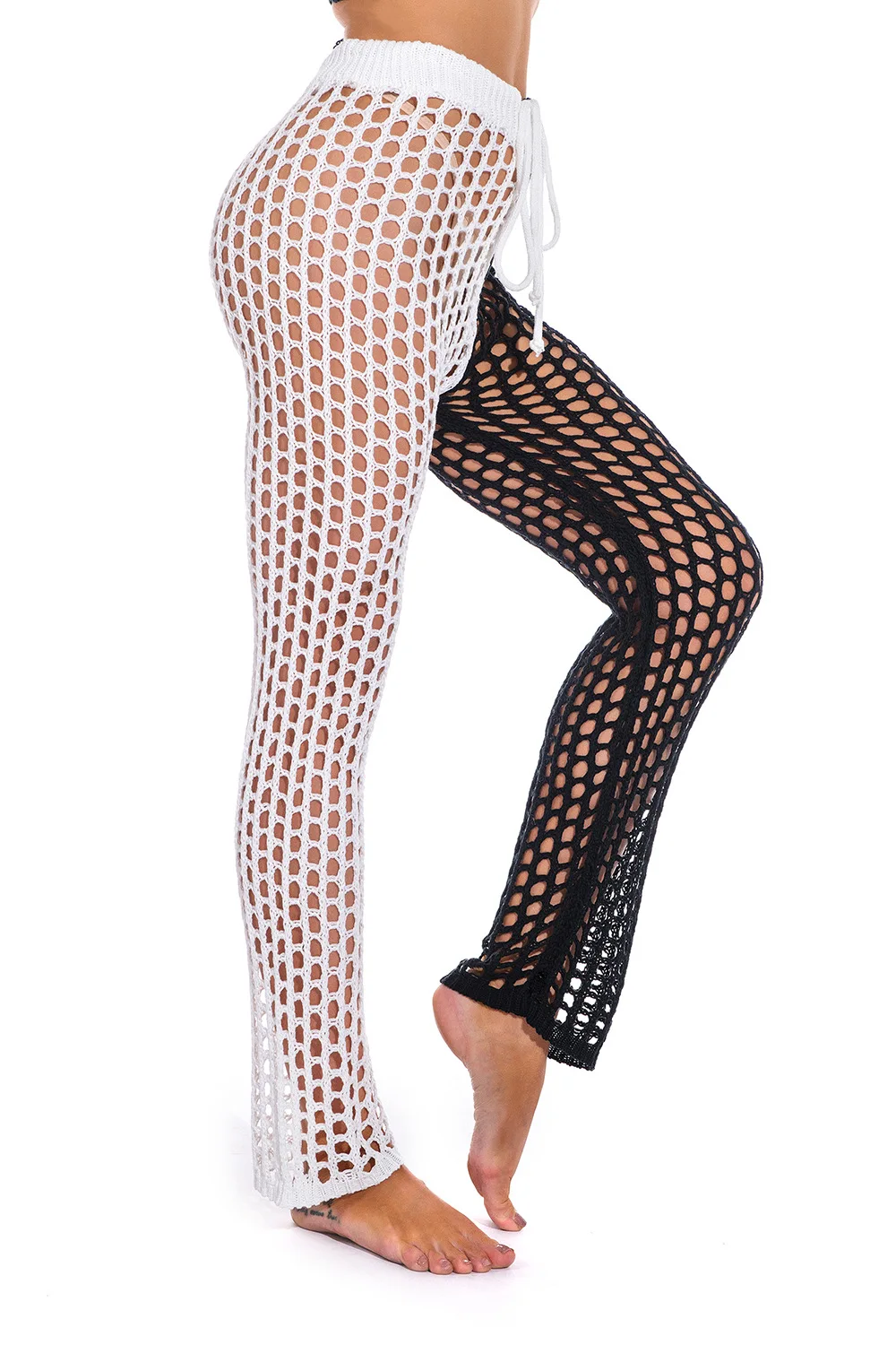 Hollow Out Color Matching Hand Crocheted Casual Pants DIY Woven Sexy Vacation Beach Sun Protection Pants