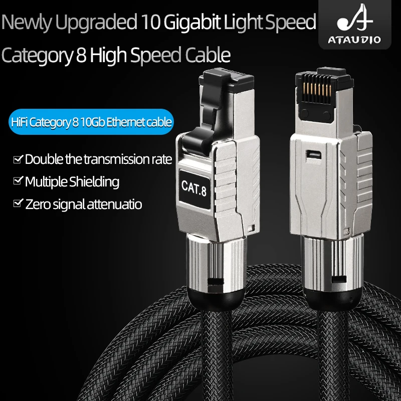 Hiend HiFi Cable for Laptop Router Computer Cat.8 Cord 40Gbps 2000MHz