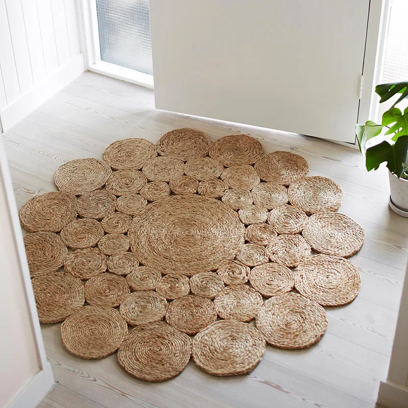 

Living Room Carpet Antiwear Traditional Hand Knitting Natural Jute Home Decoration Bedroom Rug Soft Comfortable Coffee Table Mat