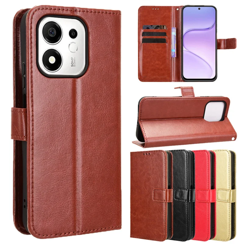 Leather Flip Case with Wallet and Kickstand - Protective Cover and Card Holder