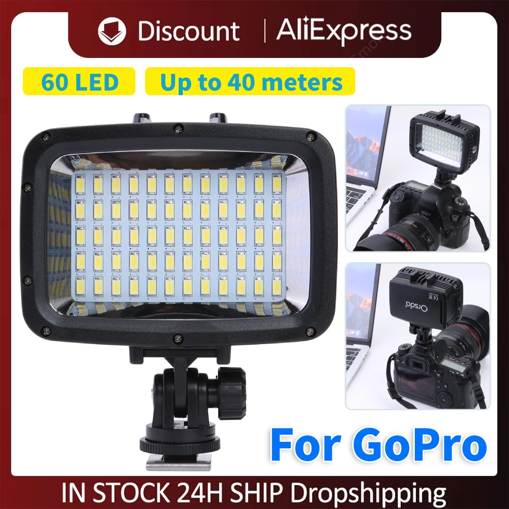 SL-101 1800LM 40m Underwater Diving Camera Video Fill 60LED Bright Light for GoPro Photography Lamp Photo Studio Accessories