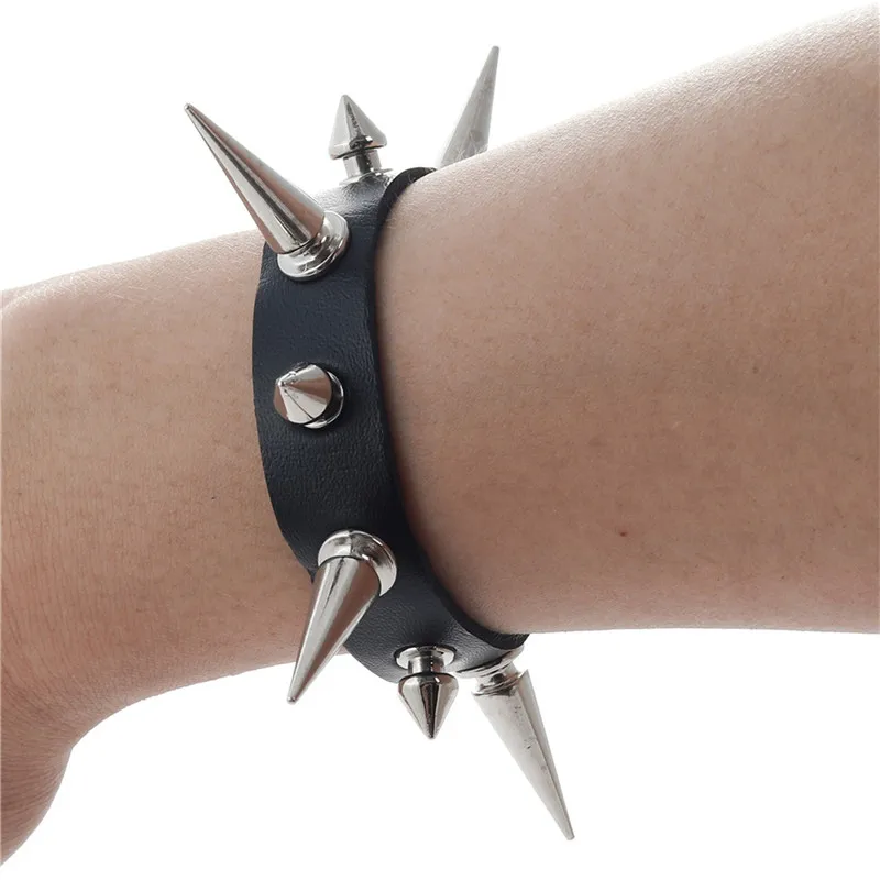 

Punk Bracelet Faux Leather Bracelets Goth Girl Boy Bangle Studded Rock Wristband For Women Men Jewelry Leg Ring