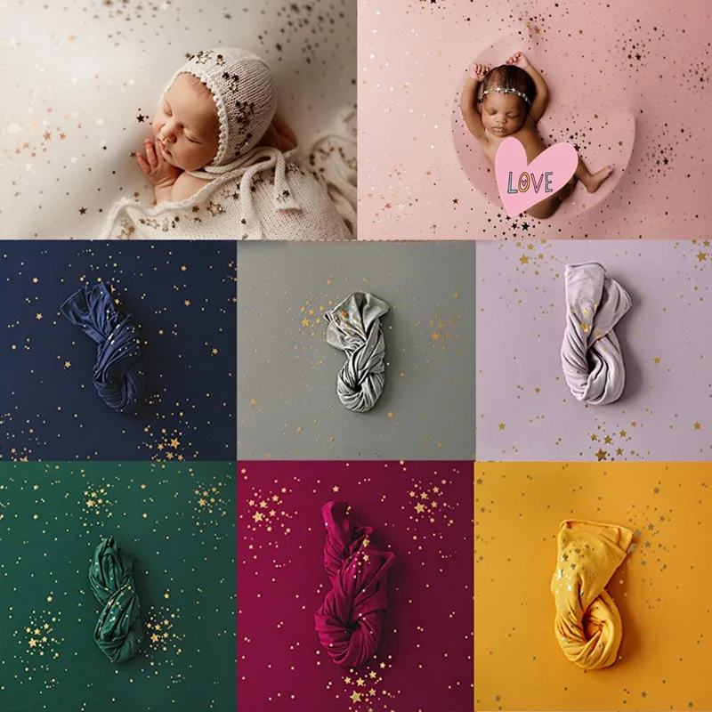 40/150*170cm Newborn Photography Props Blanket Baby Gilding Star Blanket Backdrop Fabrics Cloth Baby Shoot Studio Accessories