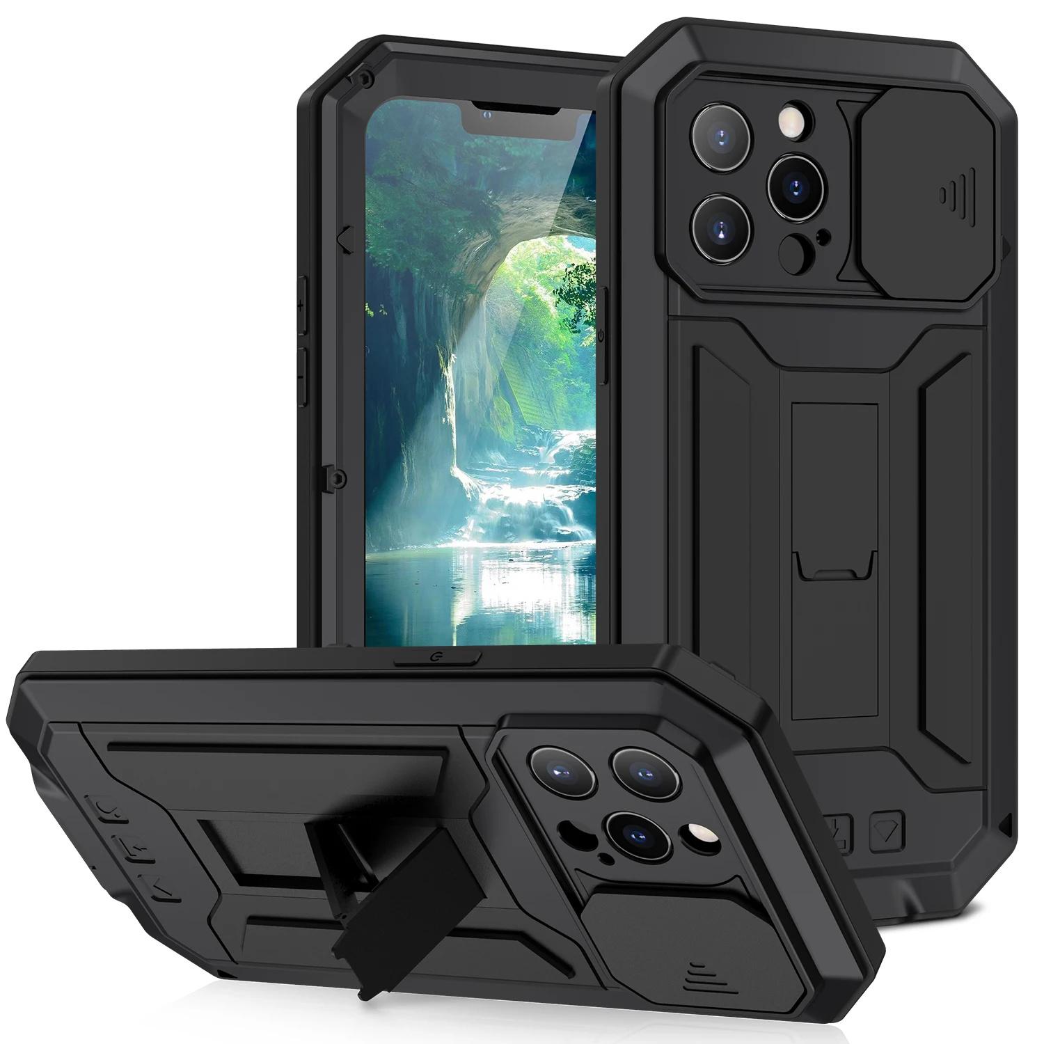 

Новый прочный армированный чехол для телефона Iphone 13 Pro Max, металлический алюминиевый защитный чехол с подставкой для Iphone 13 Mini