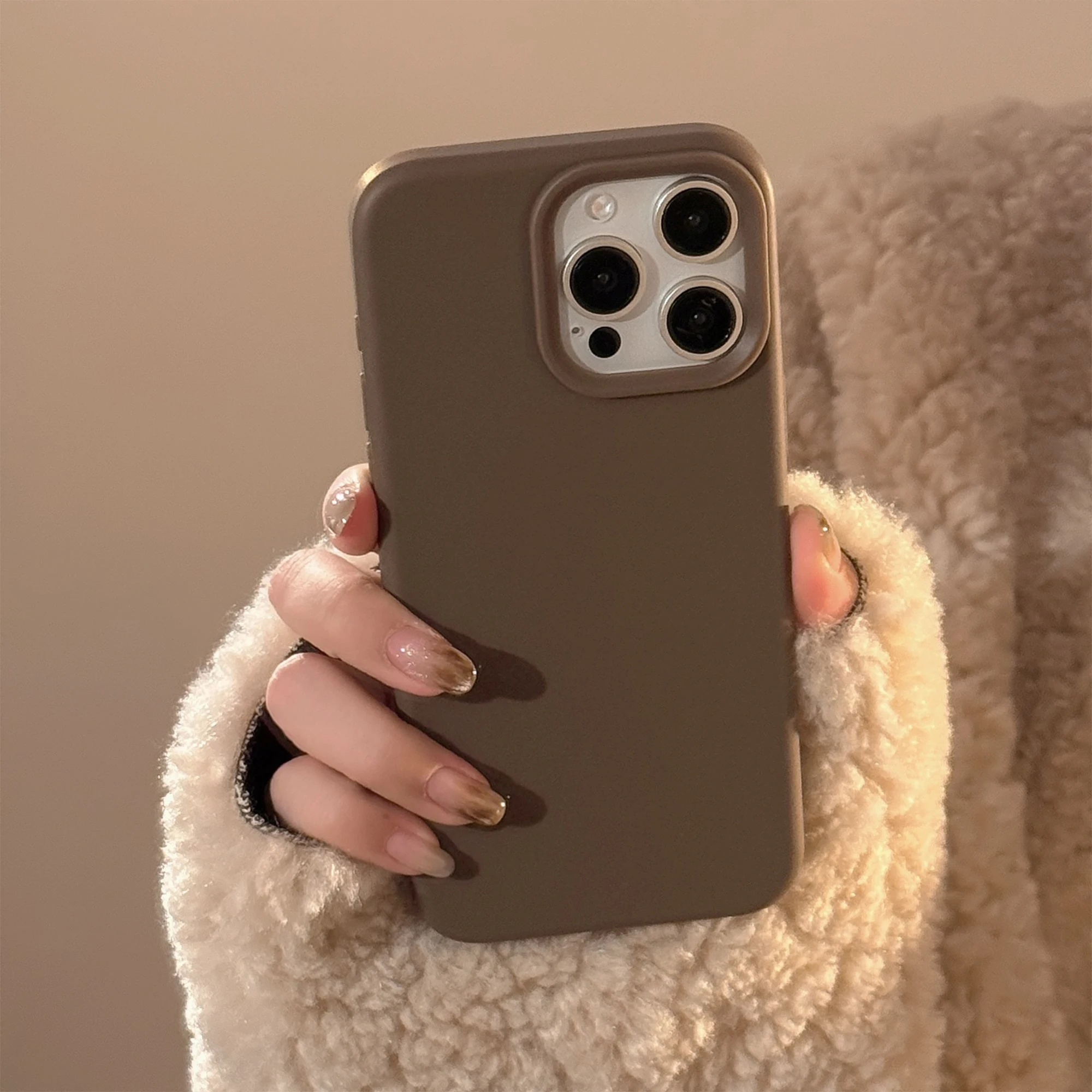 Korea Ins Luxury Simple Solid Color Phone Case for iPhone 16 15 14 13 Pro Max 12 11 Back Cover Funda