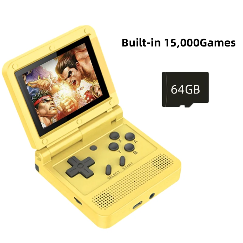 Mini V90 Retro Flip Handheld Game Player 3.0 Inch IPS Handheld Console 3000 Classic 3D Games Pocket Video Game Boy Player System 
