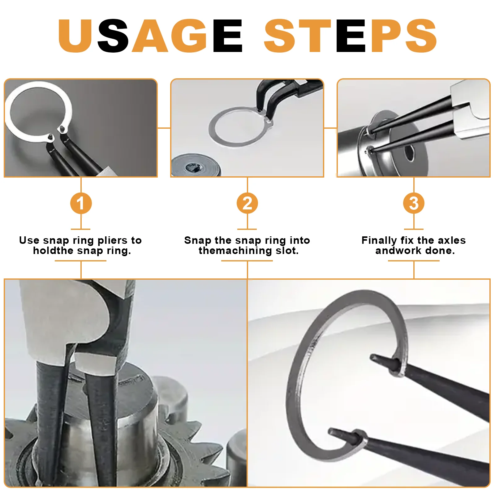 Clasp Store Category Manganese Steel External Clasp Fixed Set 200Pcs 8 Sizes Suitable For Mechanical Maintenance manganese steel snap ring