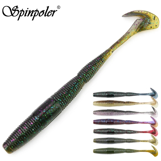 Spinpoler Unrigged Plastic Swim Bait Bass Fishing Lure Worm Soft Drop Shot  Artificial 7 Swim Jerk Shad Swimming Fish Freshwater