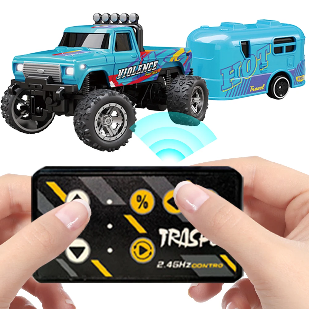 1:64 Mini RC Truck 2.4G Remote Control Off-road Monster Truck Adjustable Speed Alloy Model Climbing RC Car Children's Toy Gift 2