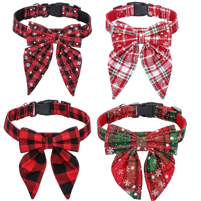 Christmas Snowflake Bow Dog Collar 1