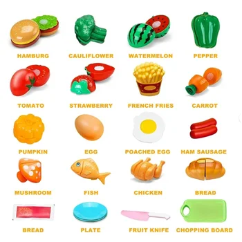 Cutting Fruits Vegetables Toy Set with Cutting Board Play Food Montessori Toys Sets for Toddlers Kids Boys Girls 6