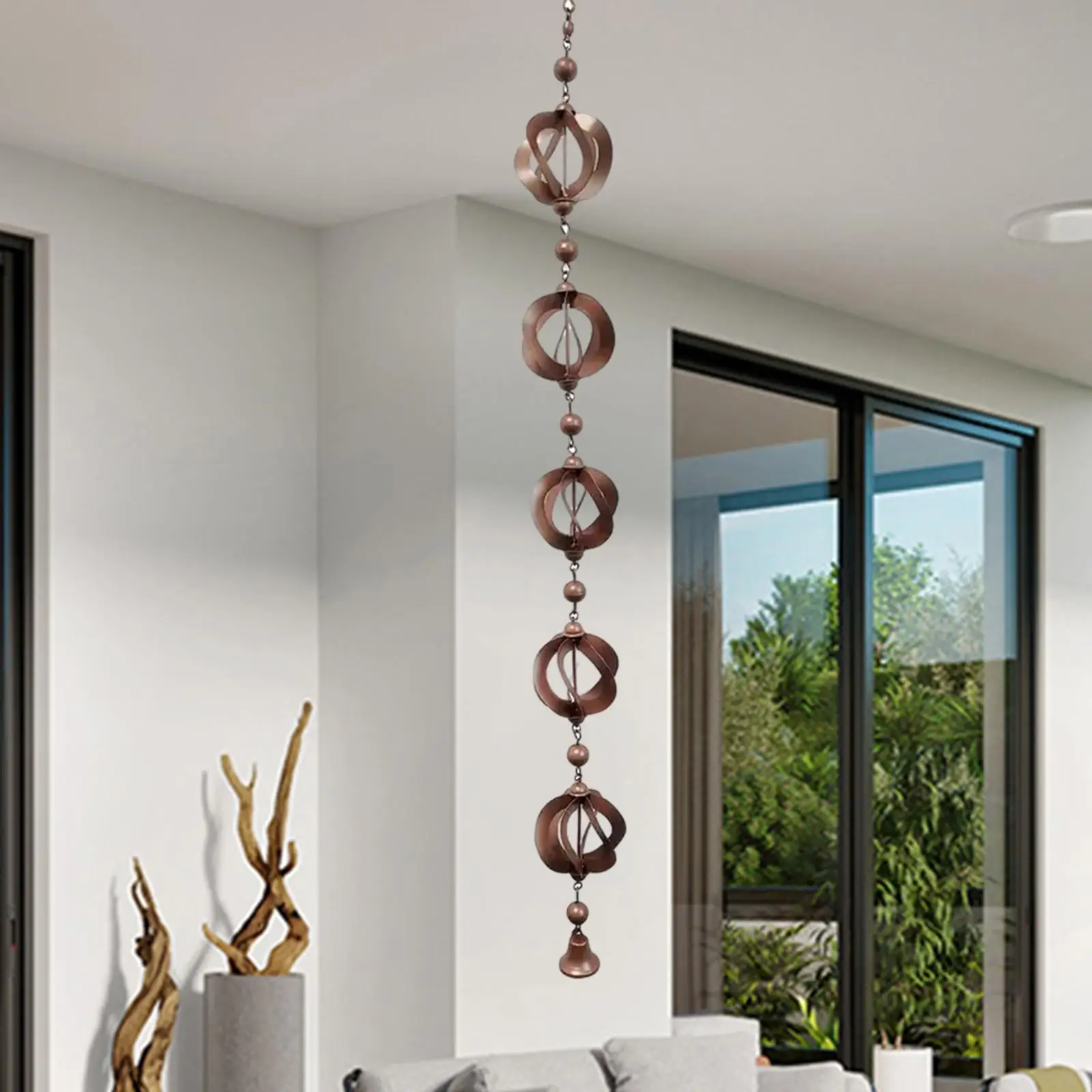 Rain Chains for Gutters Outdoor Hanging Rain Collector Cups Drainage 112cm Length Display Gazebos Awnings Backyard Roofs