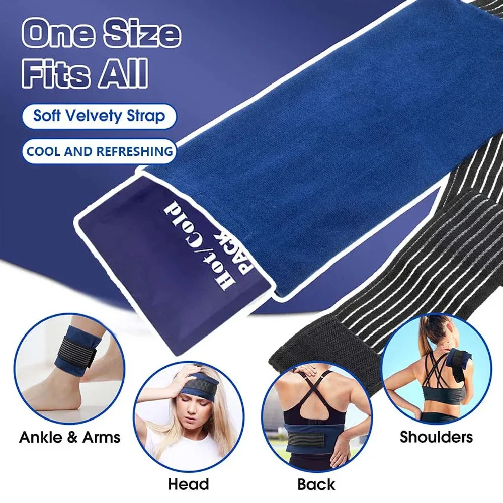 Gel Ice Packs With Elastic Strap Adjustable Wrap Hot Cold Compress Gel Packs For Shoulder Back Knee Neck Ankle