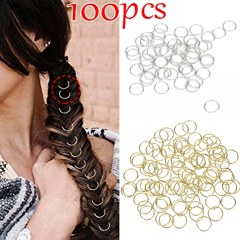 

100Pcs/lot Hip Hop Dreadlock Hair Rings Opening Cuff Clip Hair Braids Dirty Braids Beads Hairpin Jewelry Hair Clasps Accessories