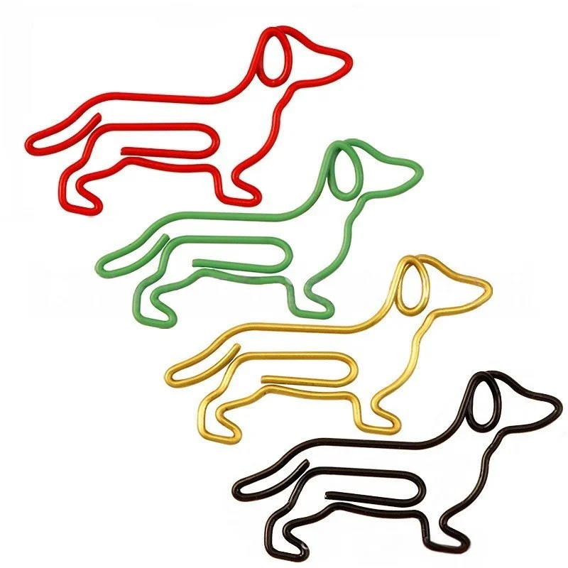 20/50Pcs 개 고양이 트레블 클레프 종이 클립 혼합 색상 금속 참신한 종이 클립 사무실 학교 용품을위한 카와이 문구류