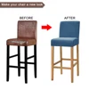 Velvet Fabric Bar Stool Chair Cover Spandex Stretch Short Back Chair Covers for Dining Room Cafe Home Small Size Seat Slipcover 4