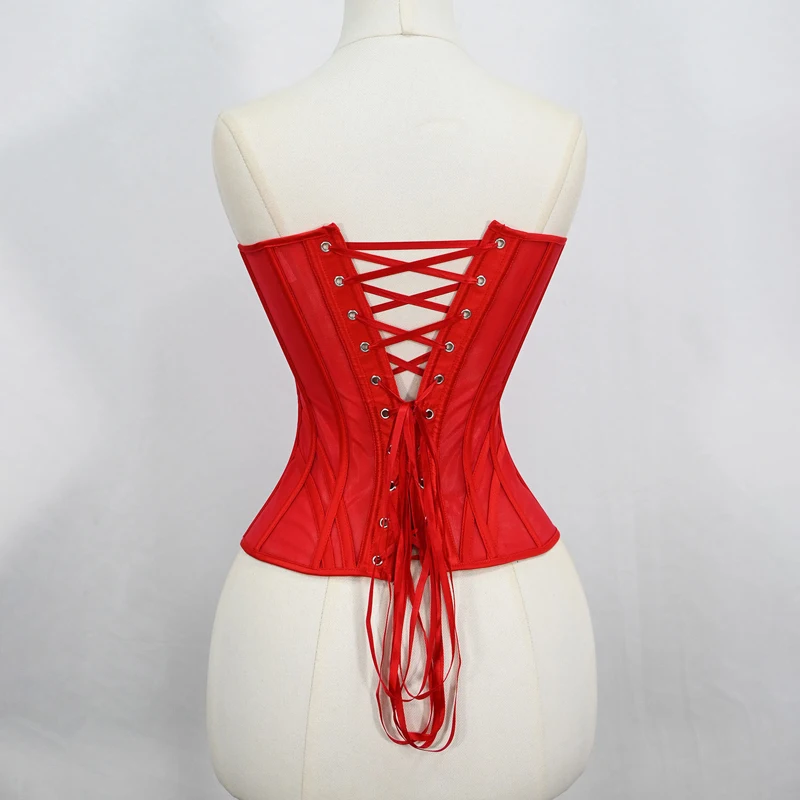 Damen Vintage Royal Satin Korsett-Top Overbust Bustier mit Weltbaum-Design, herzförmigem Ausschnitt und Stahlkorsett-Taillenformer – Detail 9