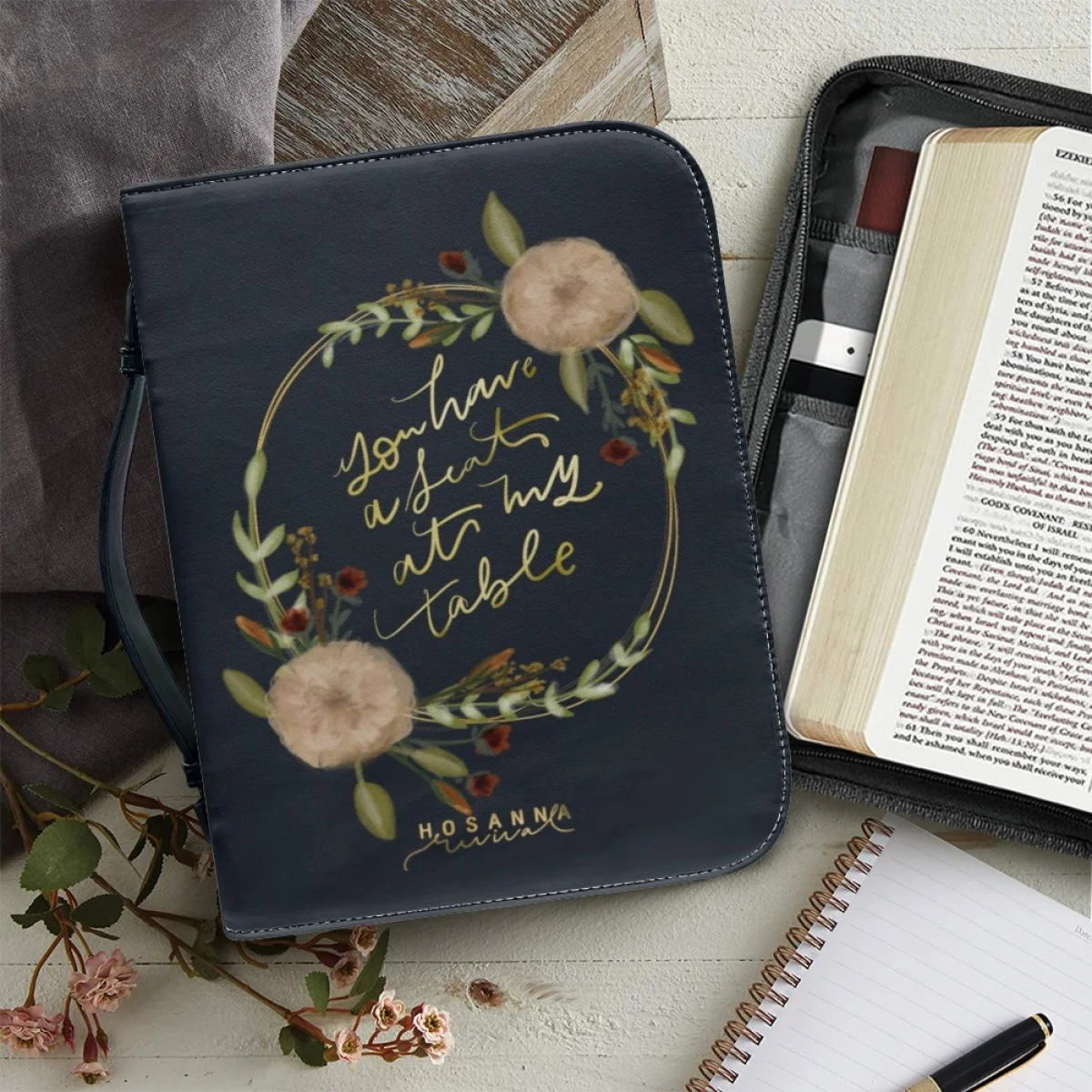 

FORUDESIGNS Bible Covers Bible Cover Case Floral Text Design Church Bible Bag Scripture Carrying Book Case For Women Prayer