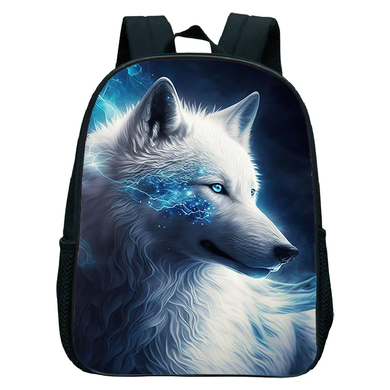 Colorful Wolf 3D Print Schoolbag Kindergarten Backpack for Boy Girl Children Yin Yang Wolf Bookbag Kids Daily Knapsack Mini Bags