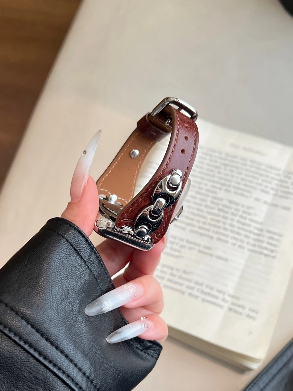 Armband für Apple Watch Band S11/10/9/8/7/SE/6/5/Ultra 3 2 IWatch 49/46/45/44/42/41/40/38 mm Luxus D Metall Leder Damen Armband – Detail 8