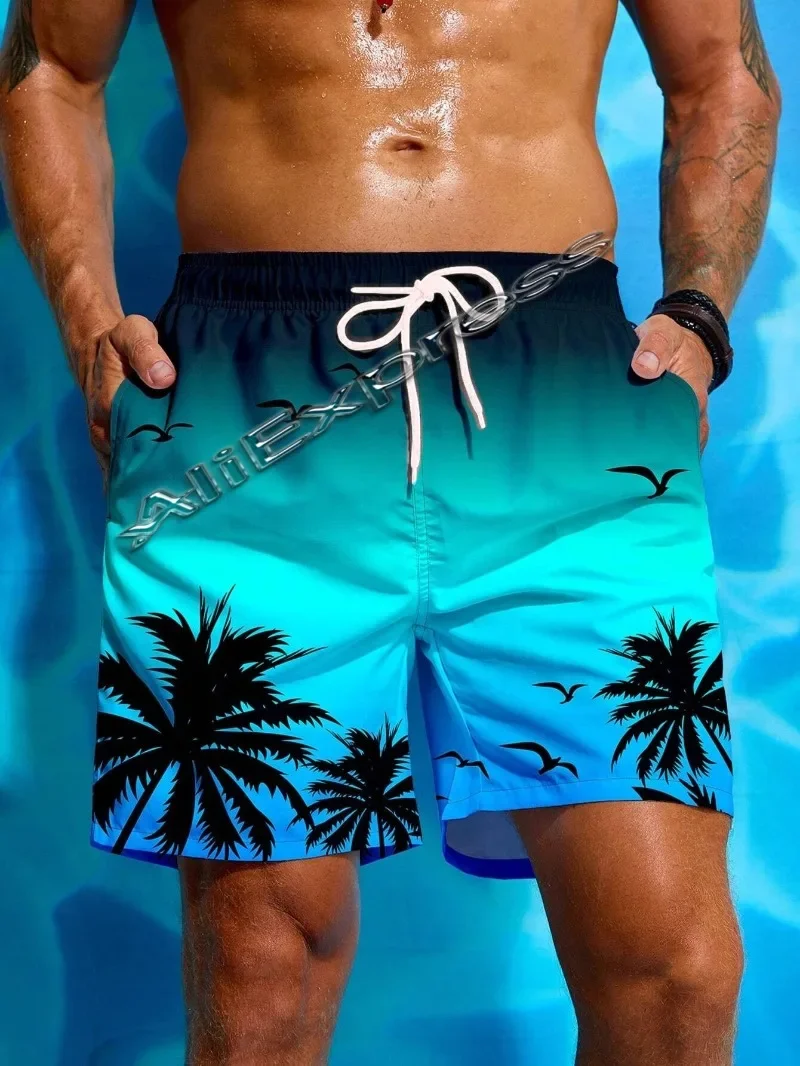 Summer Harajuku 3D Cocoanut Trees Printing Beach Shorts Palm Tree Graphic Board Shorts For Men Hawaiian Cool Swimming Trunks swim trunks