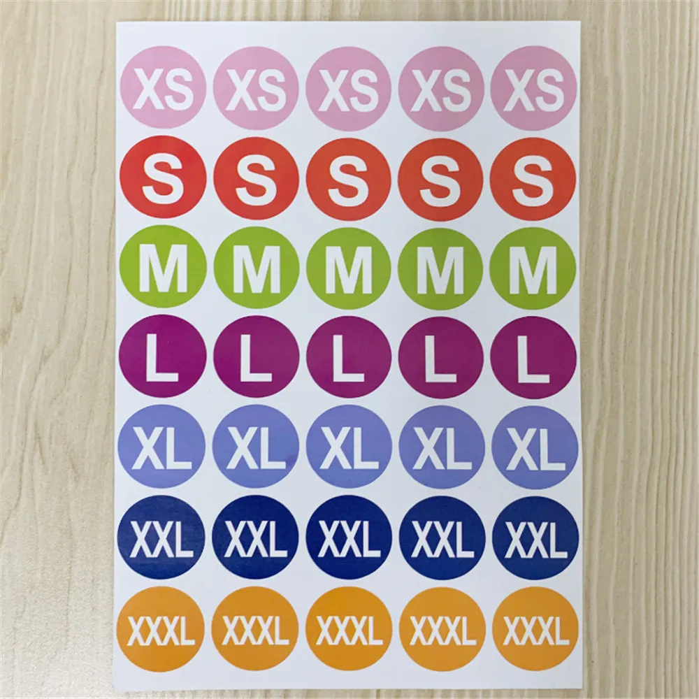 Versatile Round Self-Adhesive Clothing Size Labels (10 Sheets)