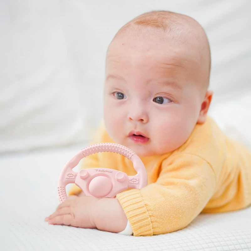 1PC Baby Food Grade Silicone Car Steering Wheel Nursing Teething Toys BPA Free Silicone Teether Toys For Newborn Teething Toys 5