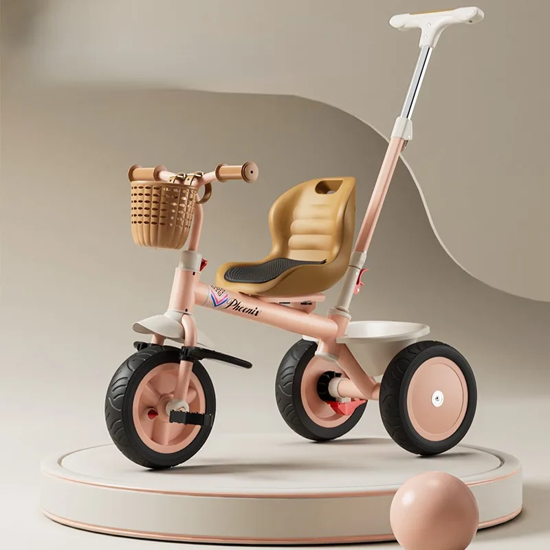 

Retro Pedal-push Children's Tricycle,1-2-3-5--6 Years Old Baby Bike,Titanium Empty Wheel Can Be Pushed Ridden Tricycle for Kids