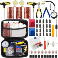 Car Tire Repair Tool Kit Studding Set Auto Bike Puncture Plug Garage Needle Nose Pliers Vacuum Film Nail Screws W/ Storage Case 1