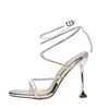 Elegant Women's Heel Sneakers Nightclub New Fish Mouth Rhinestone Sandals Thin High Heel Strap Fashion Shoes 6