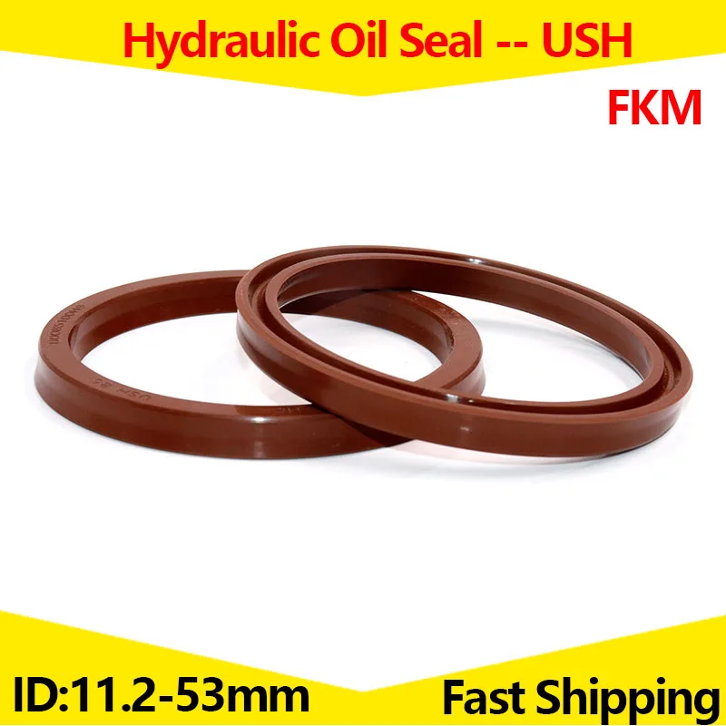 USH Hydraulic Oil Seal,Piston/Piston Rod/Shaft Seals, FluorineRubber,Oil Pumps Engines,Brown