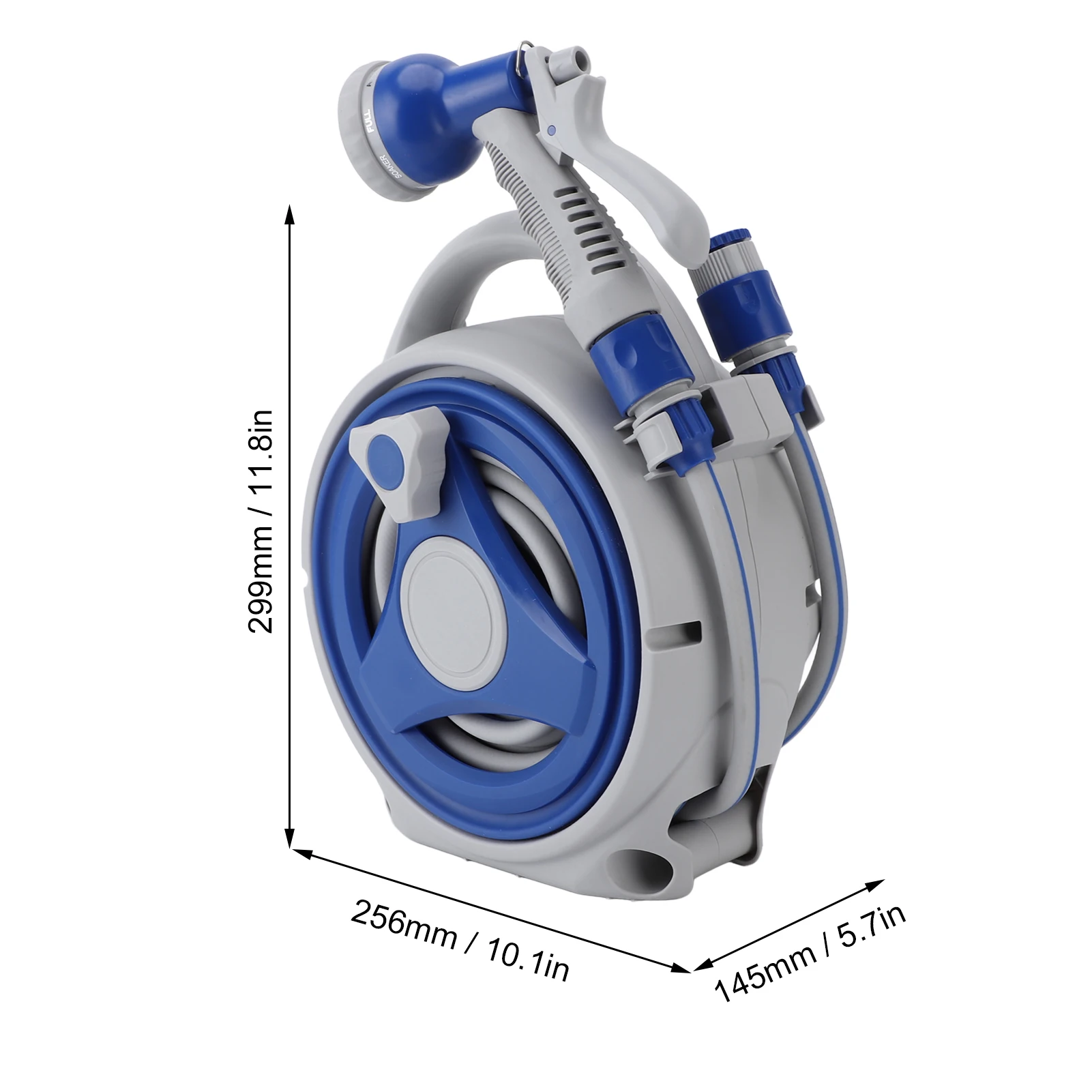 Carrete de manguera de jardín, carrete de manguera portátil a prueba de sol con boquilla de tubería de agua de 15m para riego de patio doméstico, carrete de manguera portátil